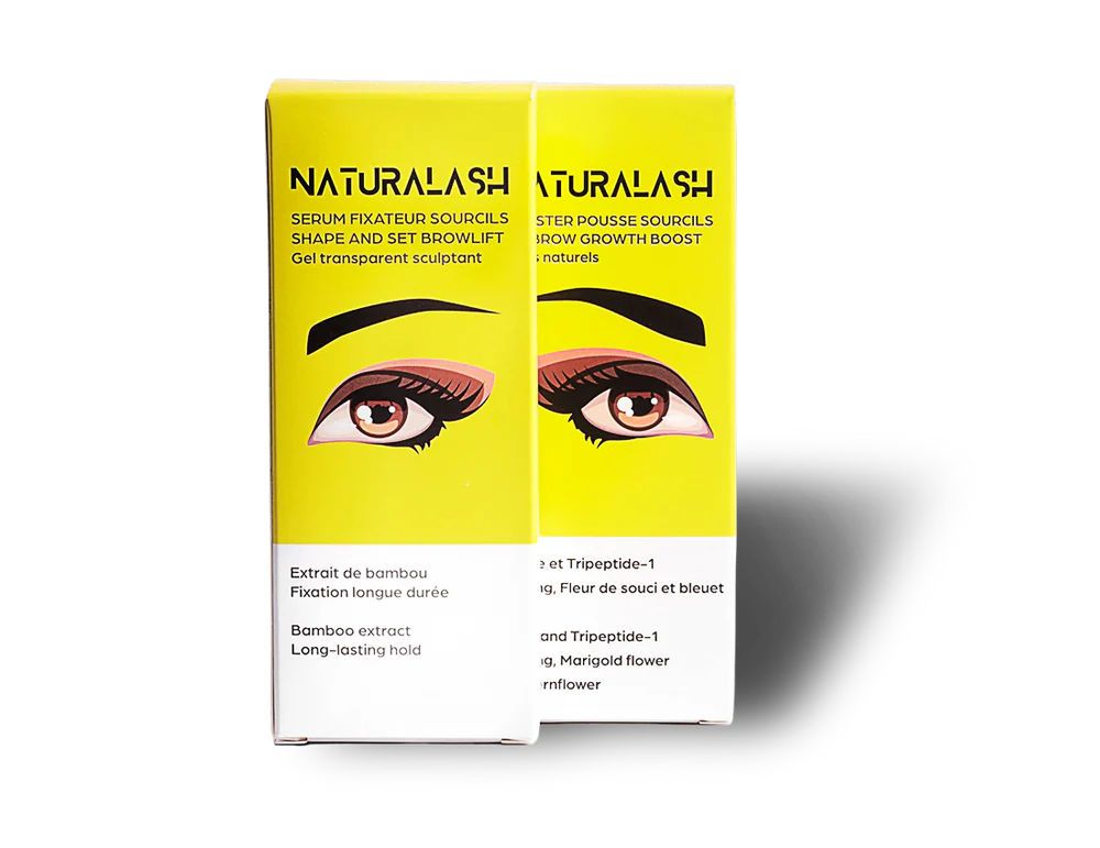 Duo sourcils « regard intense » – Booster pousse sourcils + gel sculptant sérum fixateur