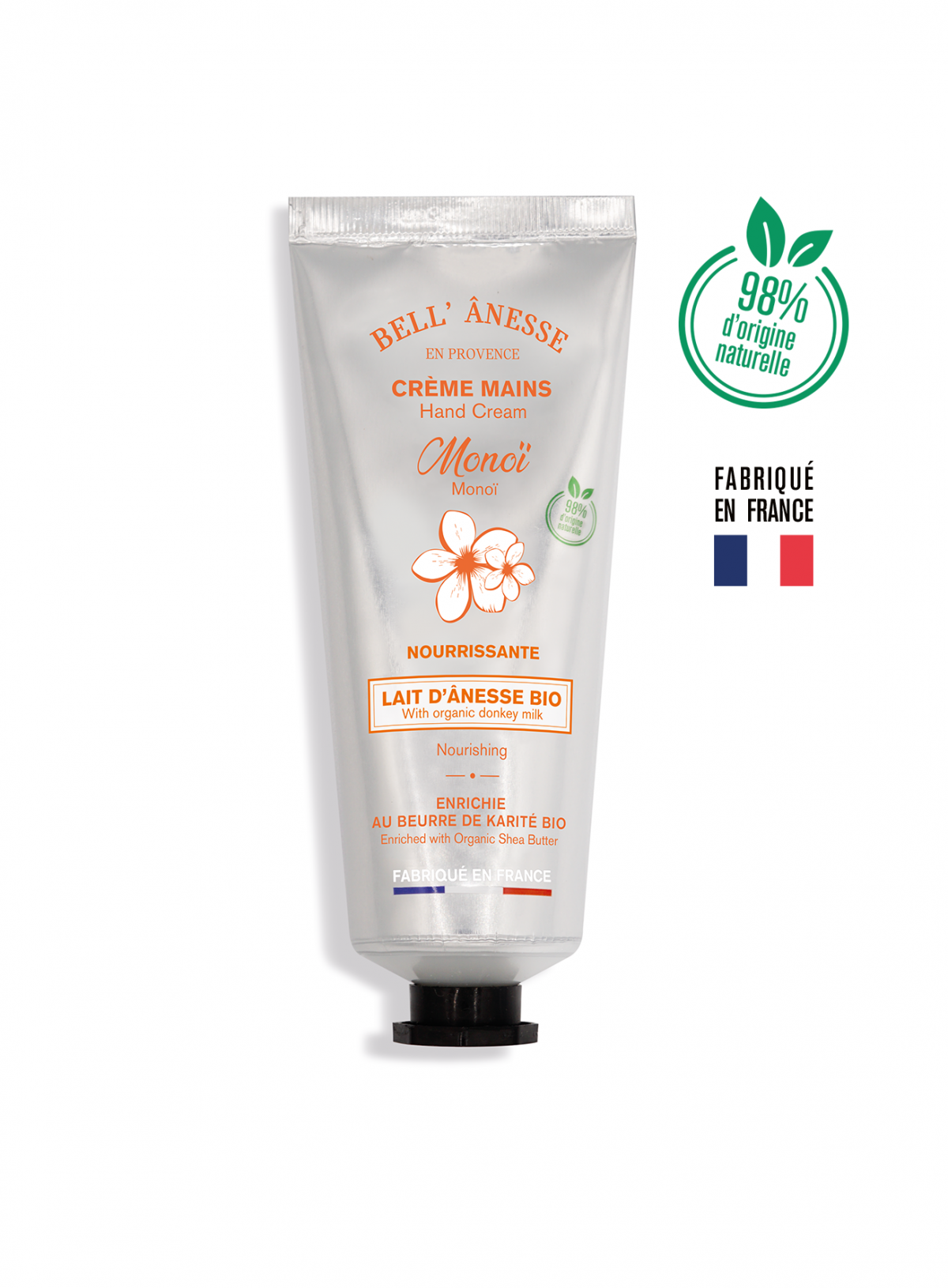 Crème mains monoï au lait d’ânesse BIO 75ml